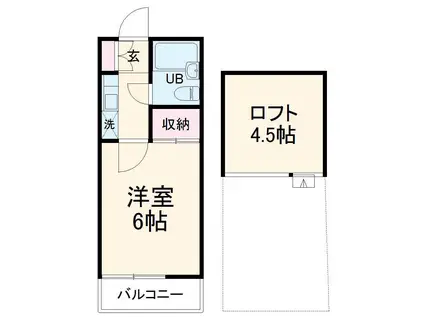 JOYフル六会(1K/2階)の間取り写真