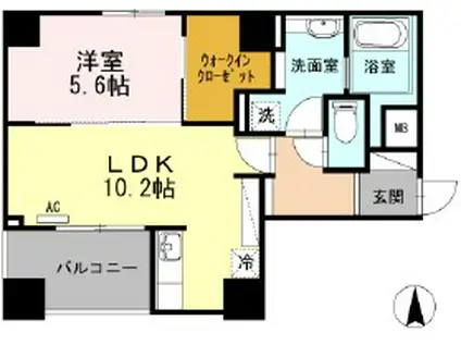 グランディーノ早稲田(1LDK/3階)の間取り写真