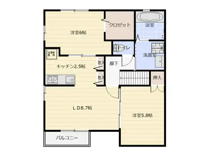 サクシード A(2LDK/2階)の間取り写真