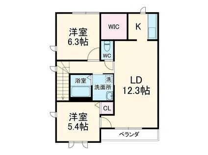 DIAS西袖広(2LDK/2階)の間取り写真