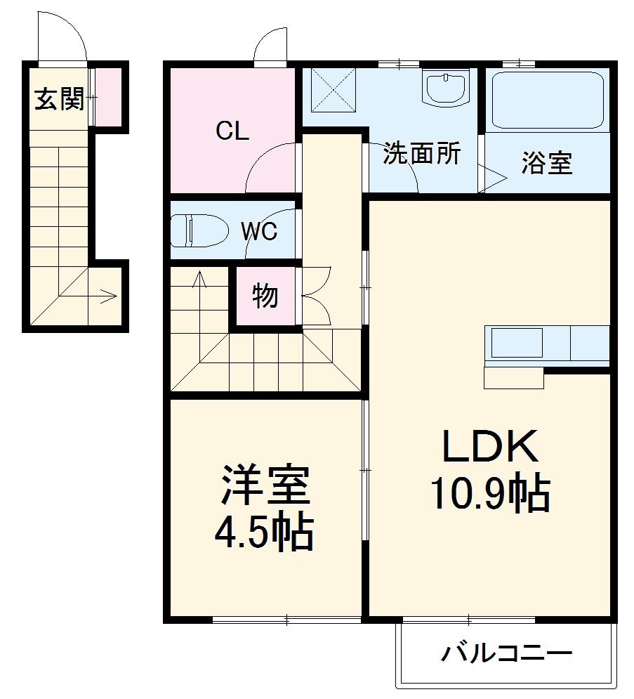 FRERES(1SLDK/2階)の間取り写真