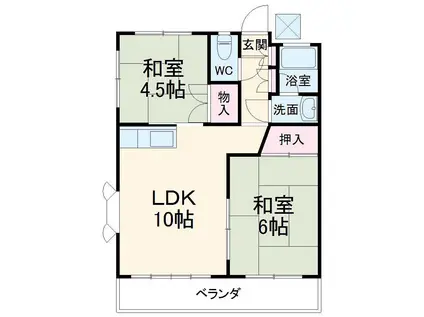 石塚コーポ(2LDK/3階)の間取り写真