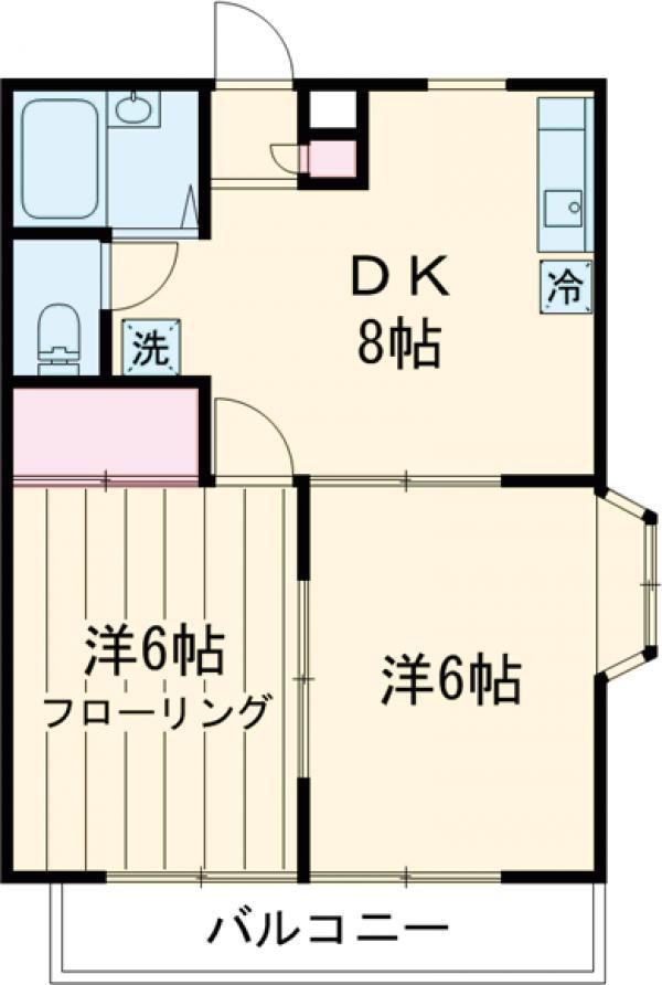目黒コーポラス(2DK/1階)の間取り写真