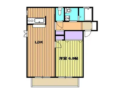 グランシードI(1LDK/2階)の間取り写真