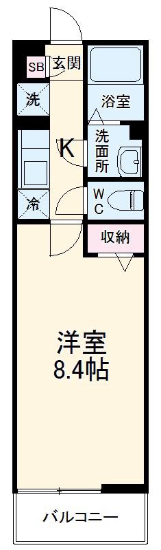 リブリ・新所沢(1K/2階)の間取り写真
