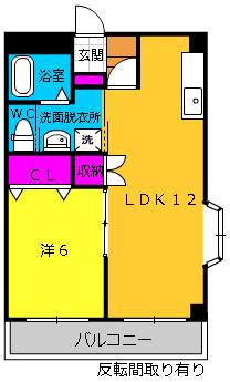 シャトレ弐番館(1LDK/2階)の間取り写真