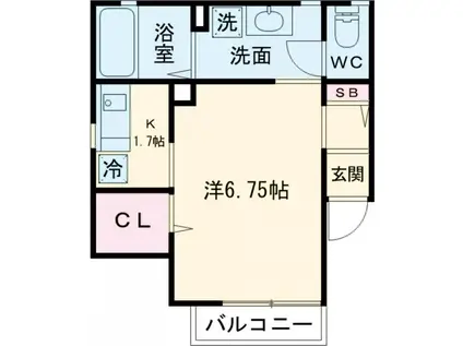 京ハウス(1K/2階)の間取り写真