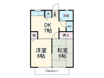 神池ソレイユ(2DK/2階)の間取り写真