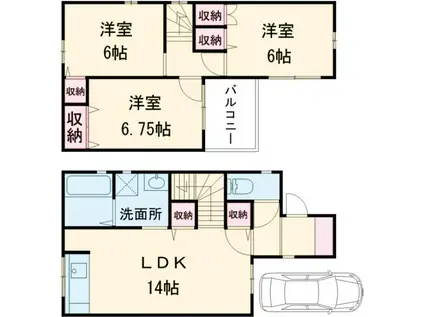 阪急電鉄京都線 洛西口駅 徒歩29分 2階建 築6年(3LDK)の間取り写真