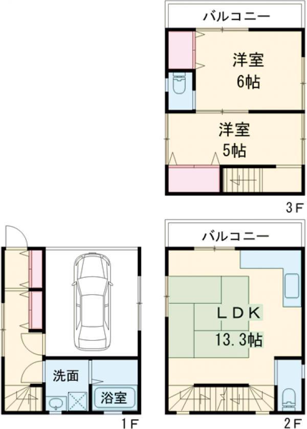 東京都新宿線 瑞江駅 徒歩7分 3階建 築20年(2LDK)の間取り写真