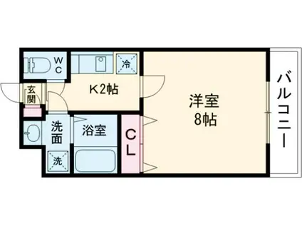 リヴェール(1K/2階)の間取り写真