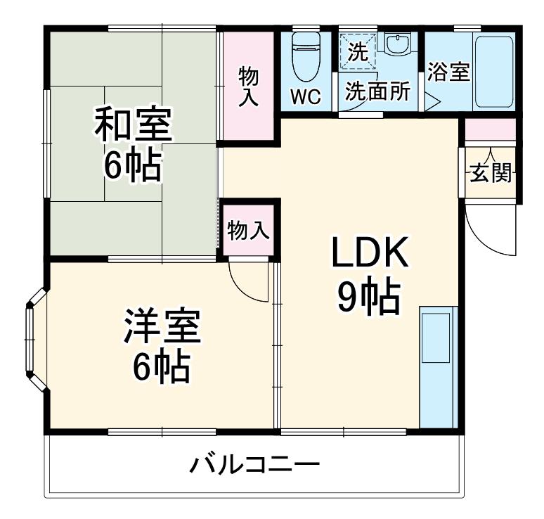 メゾン藤(2DK/1階)の間取り写真