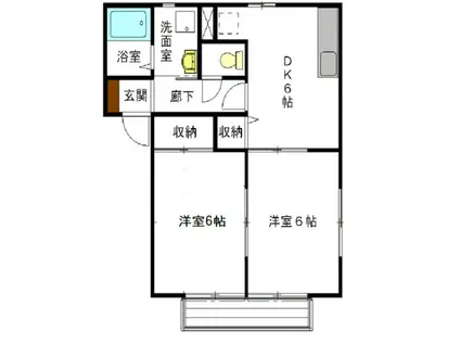 アダマンテピノA(2DK/2階)の間取り写真