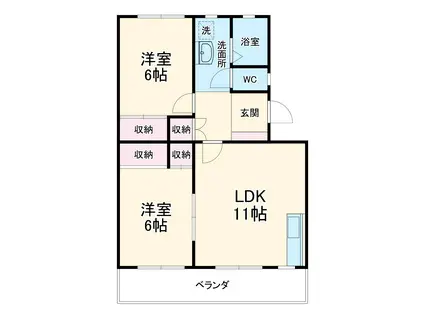 サンハイツD(2DK/2階)の間取り写真