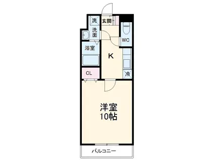 ジュネス福川(1K/6階)の間取り写真