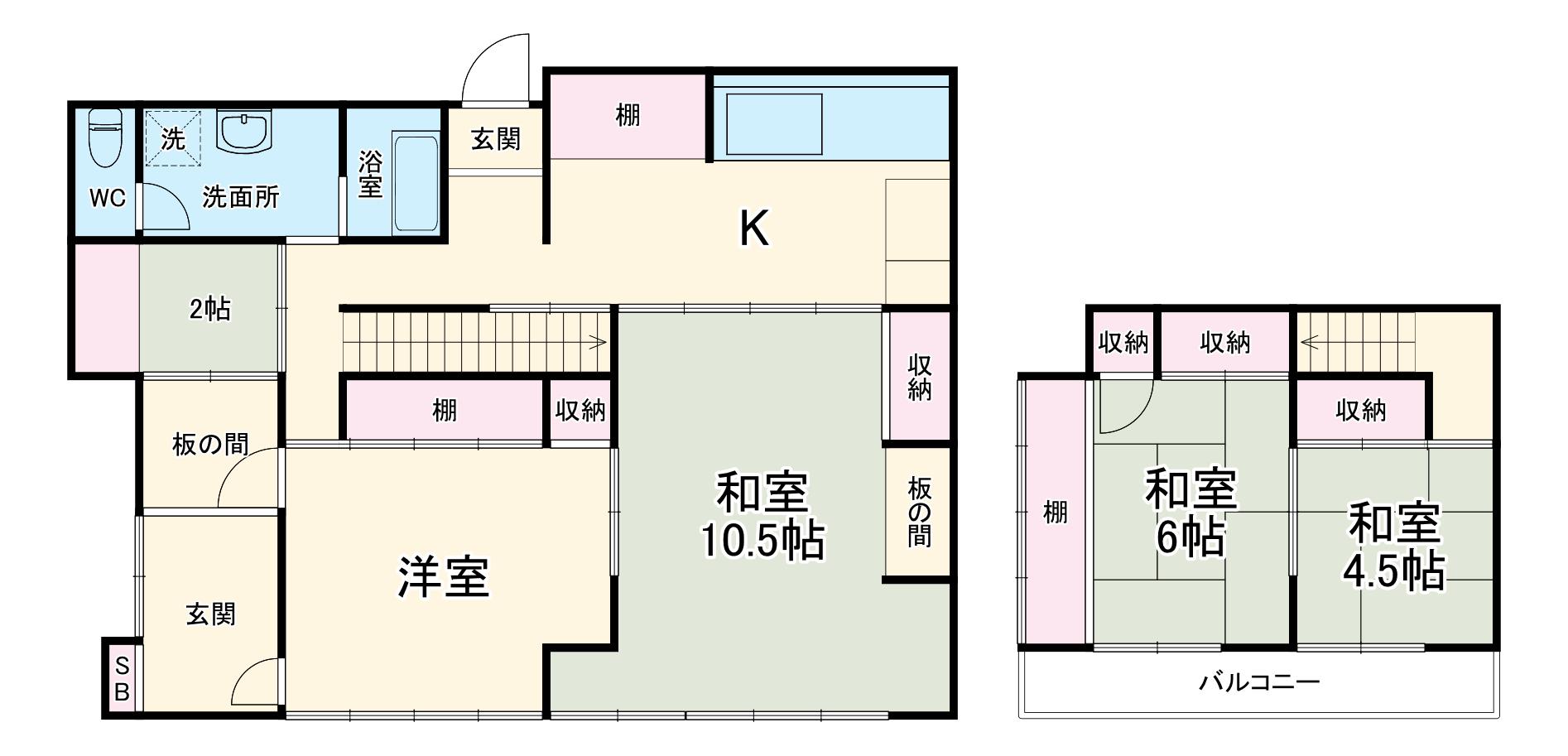 東海道本線 平塚駅 バス乗車時間：11分 向原バス停で下車 徒歩4分 2階建 築74年(4SK)の間取り写真