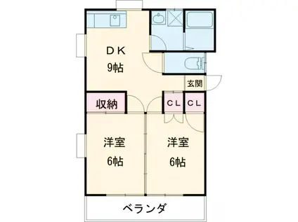 みづきハイツ(2DK/2階)の間取り写真