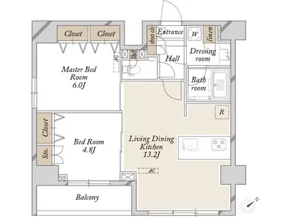 SPコート尾久ノース(2LDK/10階)の間取り写真