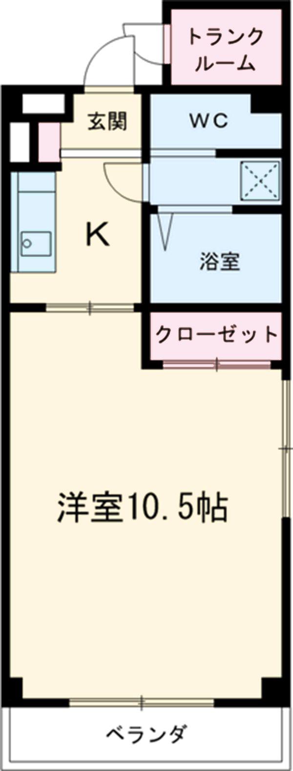 グリーンポート千鳥(1K/2階)の間取り写真