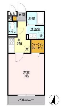 パークヒル櫻山2(1K/2階)の間取り写真