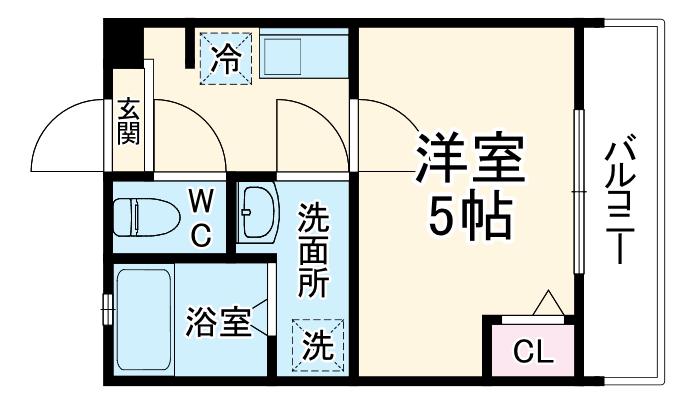 メルディア東大宮Ⅲ(1K/2階)の間取り写真