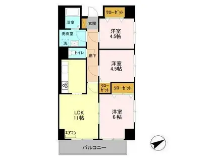 オーシャンビュー弐番館(3LDK/2階)の間取り写真