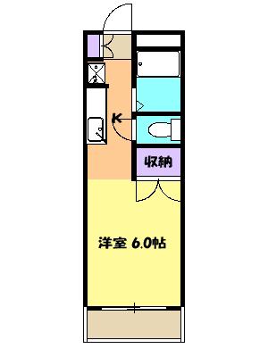 ヴィラ若林(ワンルーム/6階)の間取り写真