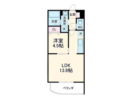 アルファ(1LDK/2階)の間取り写真