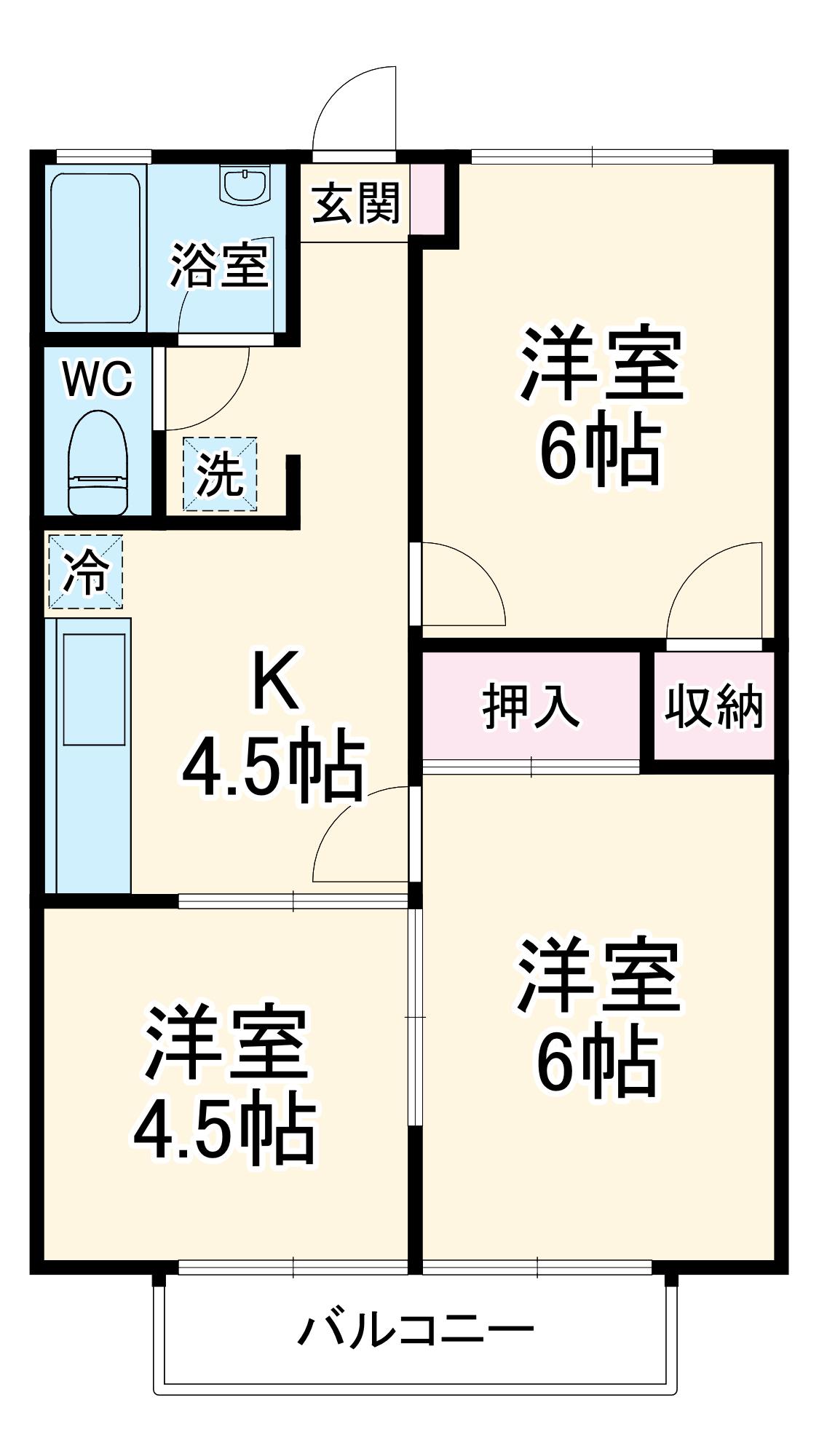 コーポ石塚Ⅱ(3DK/2階)の間取り写真