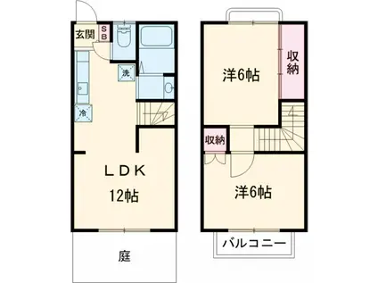 ガーデンタウン桜ヶ丘１号館(2LDK)の間取り写真