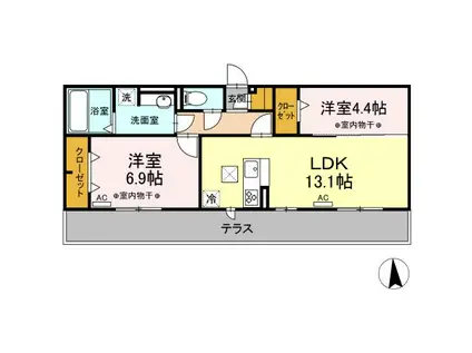 グリシーヌ(2LDK/1階)の間取り写真