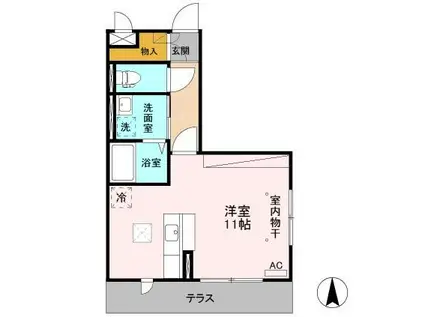 FRENTE(ワンルーム/1階)の間取り写真