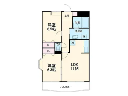 ジェントリィ北一色Ⅰ(2LDK/2階)の間取り写真