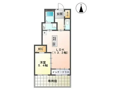 ヴァレッタⅠ(1LDK/1階)の間取り写真