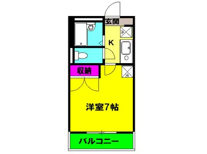 パッシオーネ(1K/1階)の間取り写真
