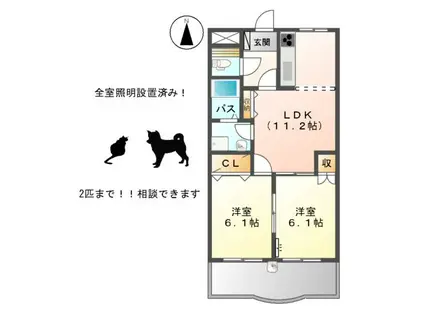 ルミナスハイム2(2LDK/2階)の間取り写真