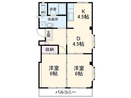佐鳴台クローバービル(2DK/2階)の間取り写真