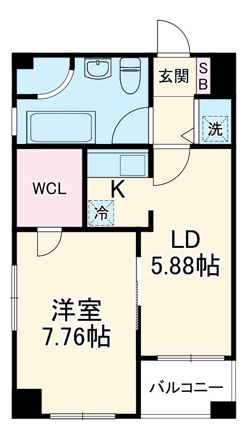 レインボーピア原(1LDK/2階)の間取り写真