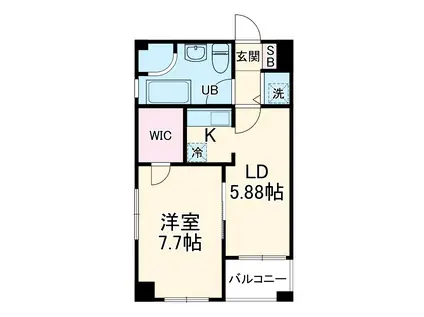 レインボーピア原(1LDK/5階)の間取り写真