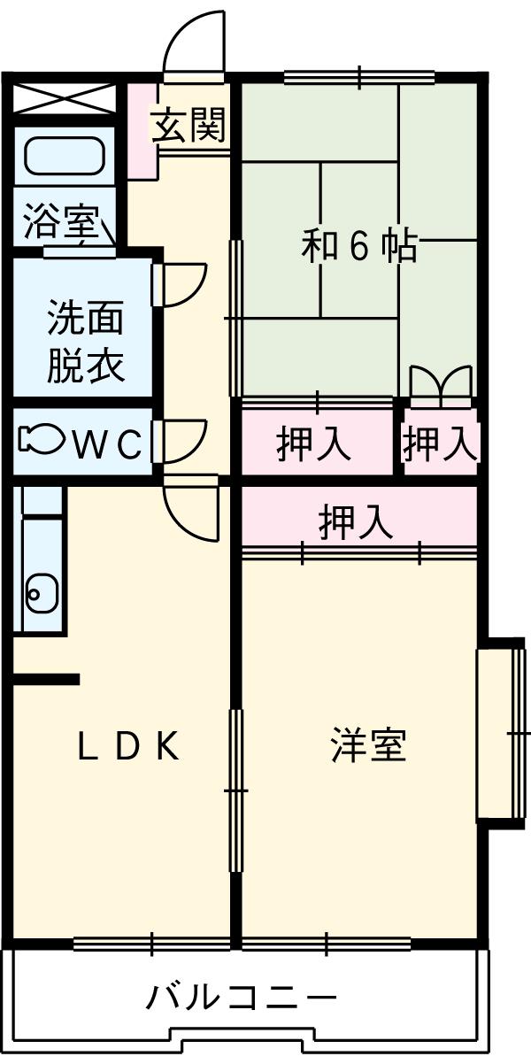 マンション巴(2LDK/4階)の間取り写真