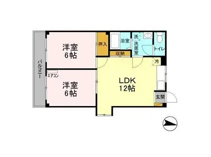 半田ハイツⅡ(2LDK/3階)の間取り写真