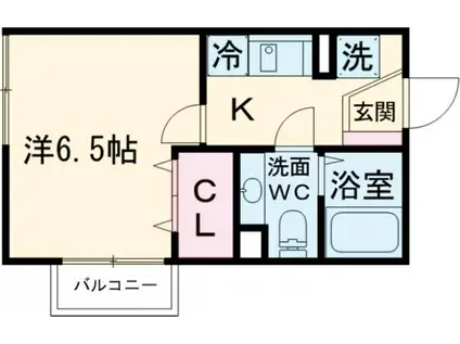 シャトードゥボヌール(1K/2階)の間取り写真