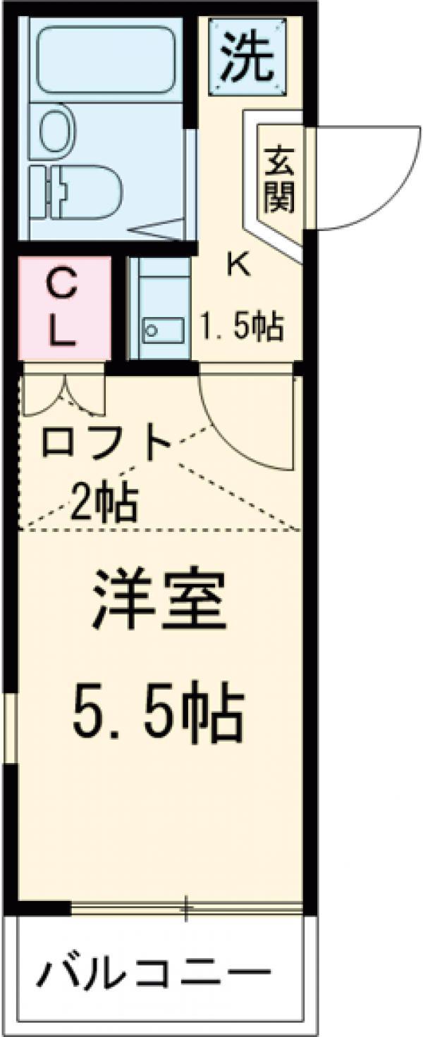 パレス等々力伍番館(1K/2階)の間取り写真