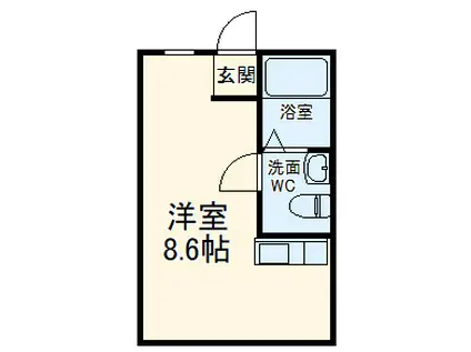 シャンブル港南(ワンルーム/1階)の間取り写真