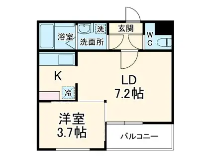 FUJISTA所沢Ⅶ(1LDK/3階)の間取り写真