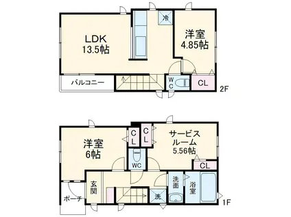 埼玉新都市交通 鉄道博物館駅 徒歩14分 2階建 築5年(3LDK)の間取り写真