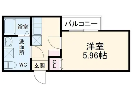 ワイズモダン(1K/1階)の間取り写真