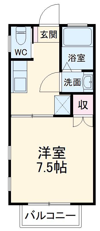 サンパティーク・シロアト(1K/2階)の間取り写真