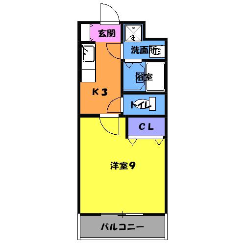 遠州鉄道 新浜松駅 徒歩29分 3階建 築16年(1K/3階)の間取り写真