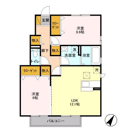 LIVORNO1(2LDK/1階)の間取り写真